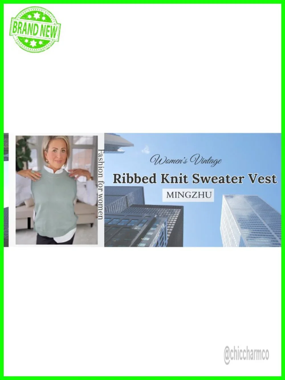 Sleeveless Round Neck Pullover High Low Ribbed Knit Sweater Vest